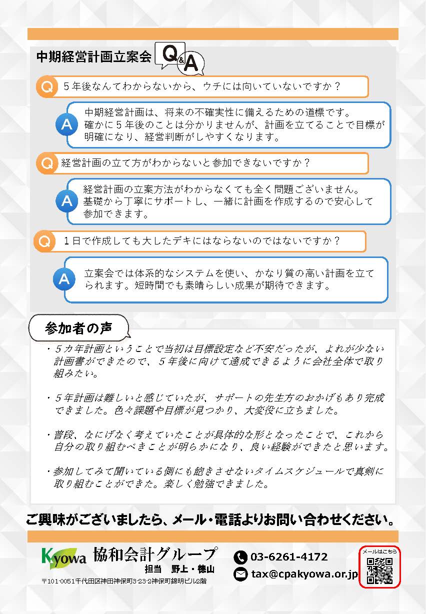 中期経営計画立案会 裏面